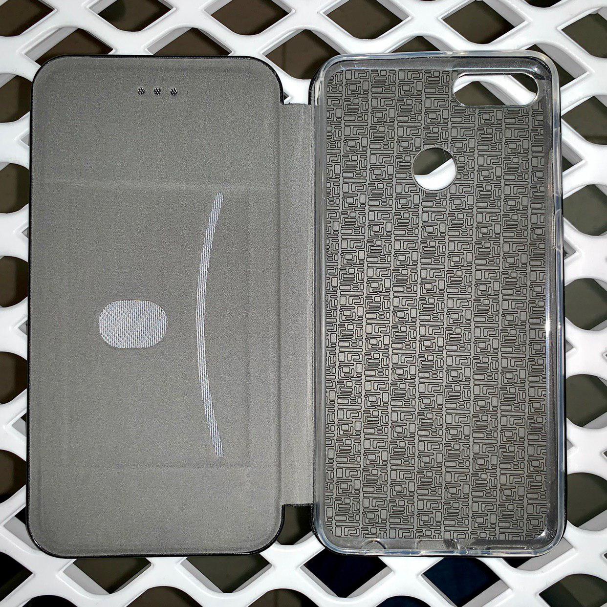 Чехол книжка для HUAWEI Y9 2018, Y9 PRO, экокожа, визитница, цвет черный.