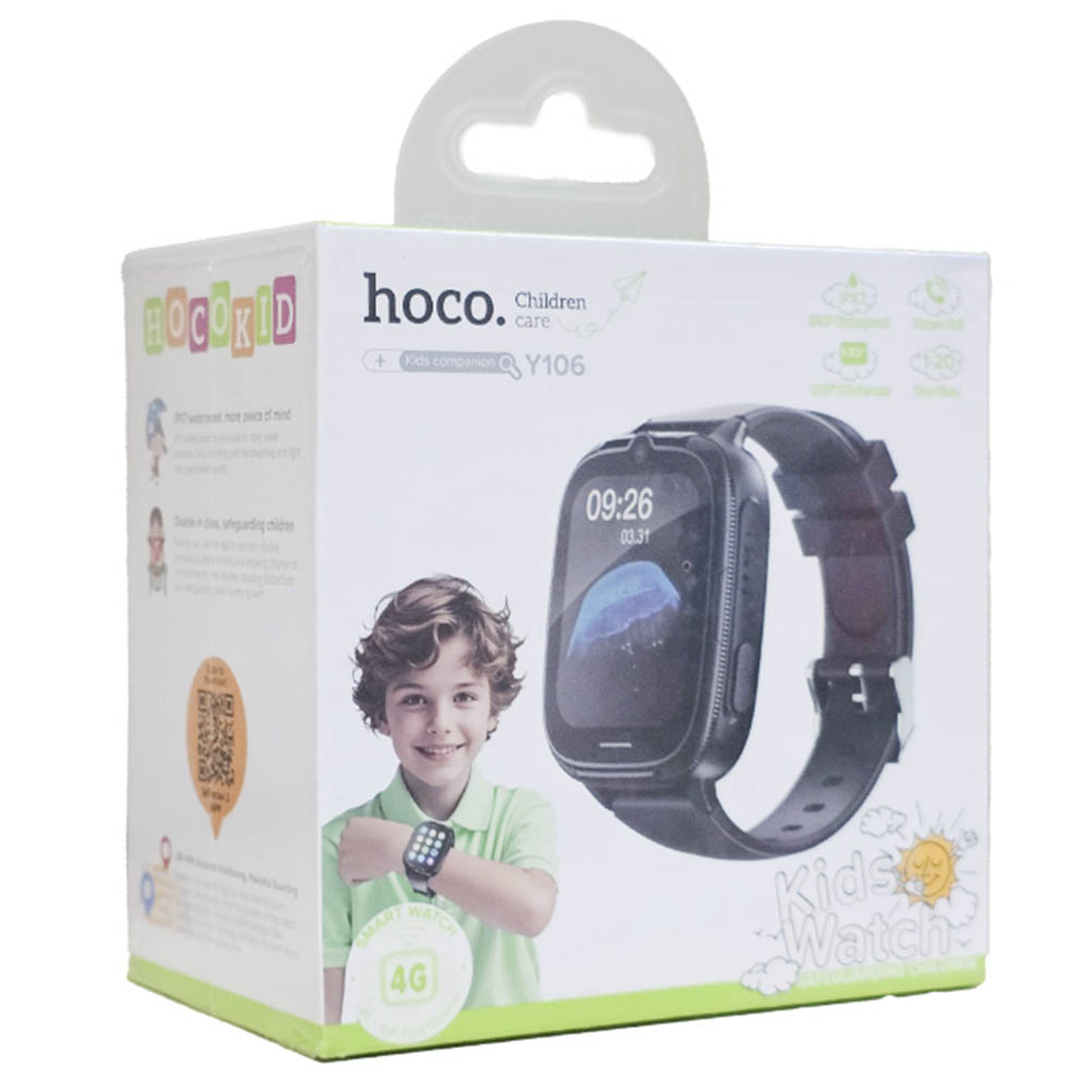 Умные часы для детей HOCO Y106, слот SIM, GPS, Wi-Fi, 4G, камера, 730mAh, цвет черный