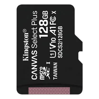 Карта памяти MicroSDXC 128GB Kingston Canvas Select Plus Class 10, UHS-I, U1, 100 Mb/s (SDCS2/128GBSP), без адаптера, цвет черный