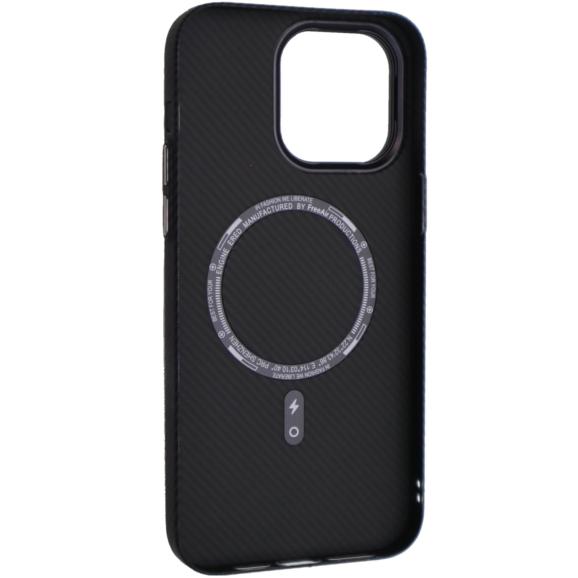 Чехол накладка FreeAir с поддержкой MagSafe для APPLE iPhone 14 Pro Max (6.7"), пластик, карбон, подставка, цвет черный