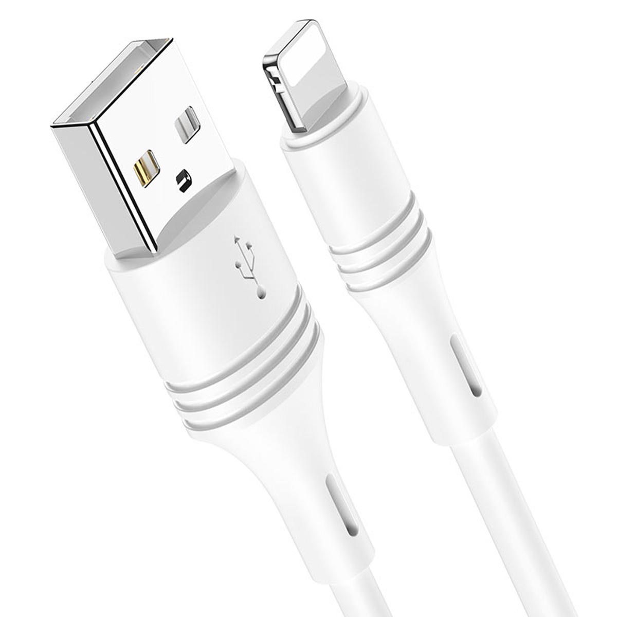Кабель BOROFONE BX43 CoolJoy APPLE Lightning 8 pin, 2.4А, длина 1 метр, силикон, цвет белый