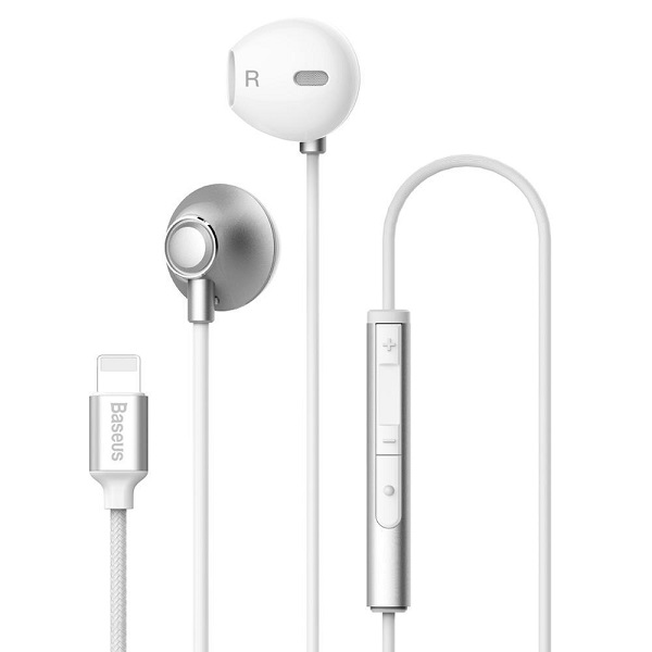 Гарнитура (наушники с микрофоном) проводная, BASEUS P06 LIGHTNING DIGITAL EARPHONE, цвет белый.