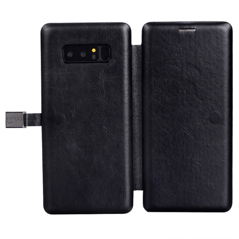 LENUO чехол-книжка с магнитом SAMSUNG Galaxy Note 8 (SM-N950), силикон-кожа, с визитницей, цвет чёрный.