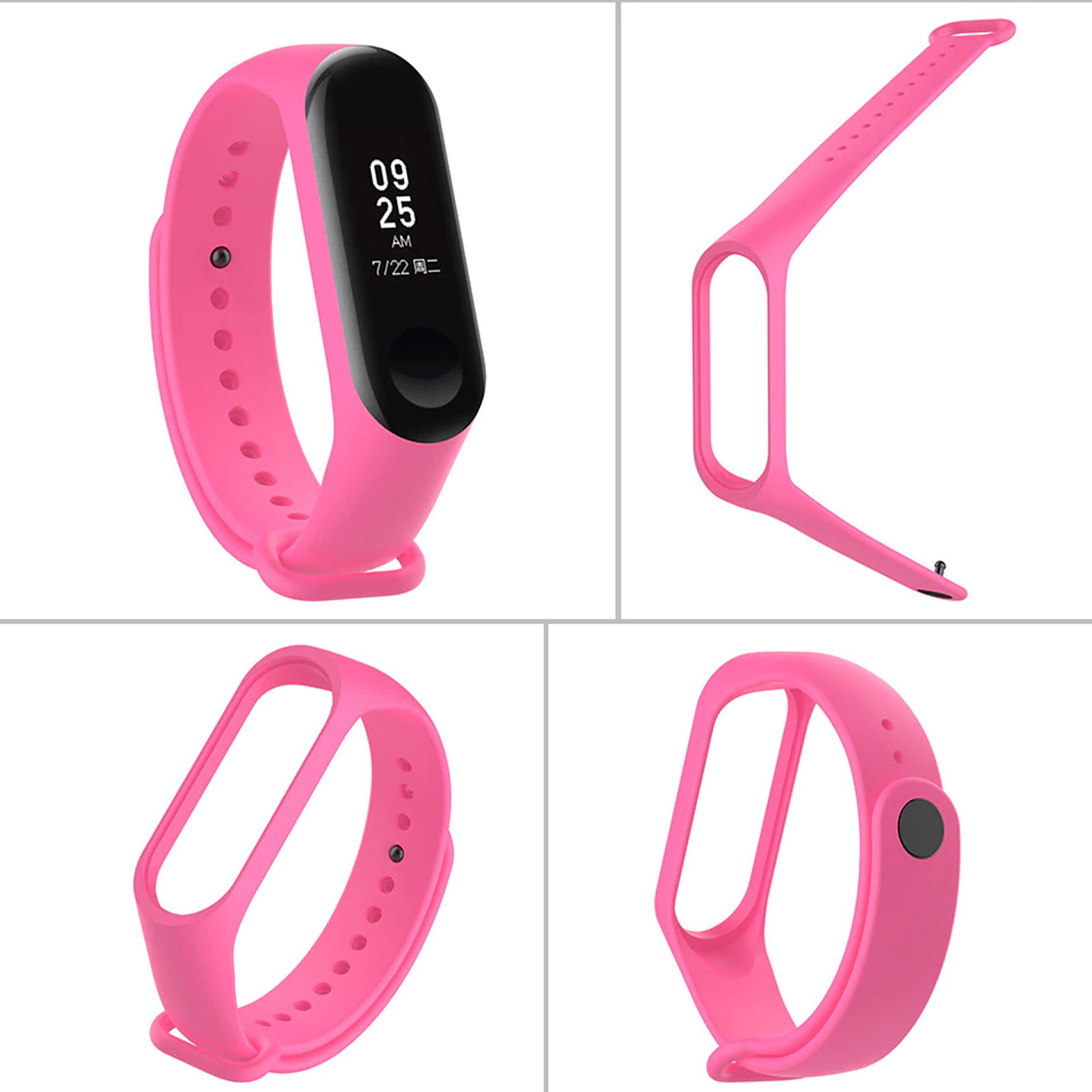 Ремешок на запястье, браслет для XIAOMI Mi Band 3, 4, силикон, цвет розовый
