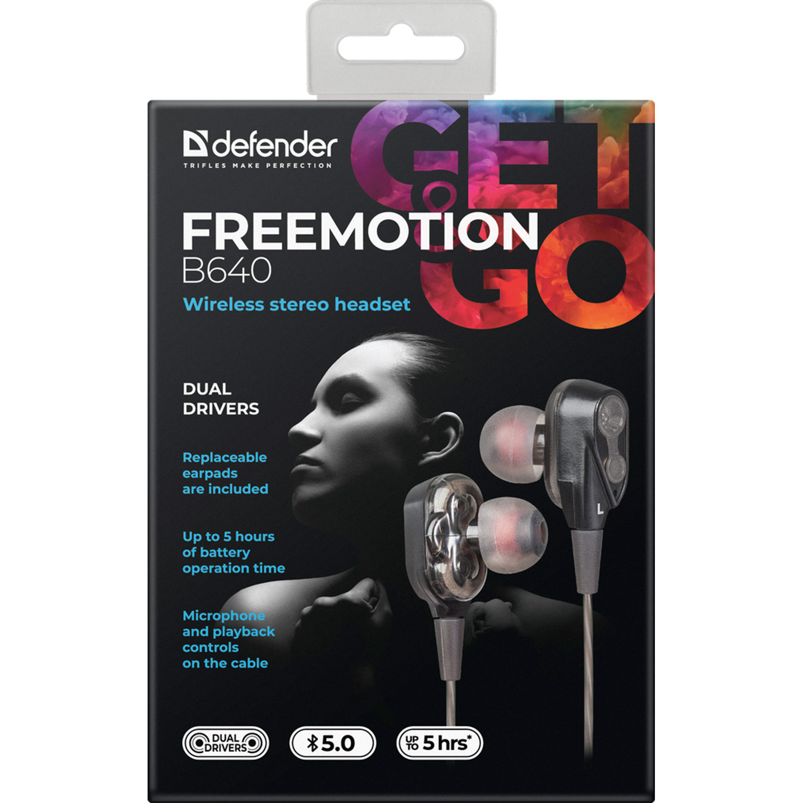 Гарнитура (наушники с микрофоном) беспроводная, DEFENDER FreeMotion B640, 2 динамика, Bluetooth, цвет черный | Последняя цена