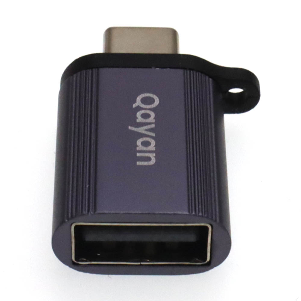 Адаптер, переходник OTG QAYAN QTG170 USB Type C (папа) на USB A (мама), 66W, цвет темно серебристый