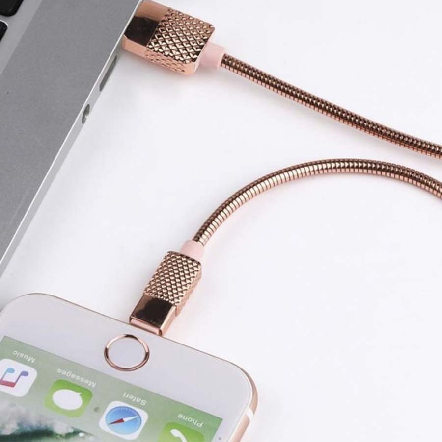 Кабель AWEI CL-87 METAL для APPLE, Lightning 8-pin, 2.4A, длина 1 метр, цвет розовое золото.