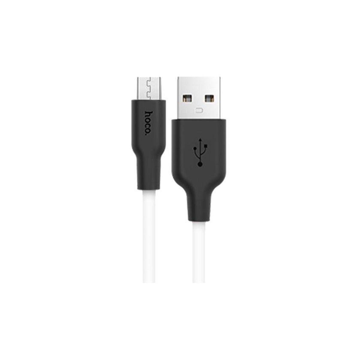 Кабель для зарядки и передачи данных Micro USB, флуоресцентный, длина 0.25 м, 2.4A, HOCO X21 Plus, цвет черно белый