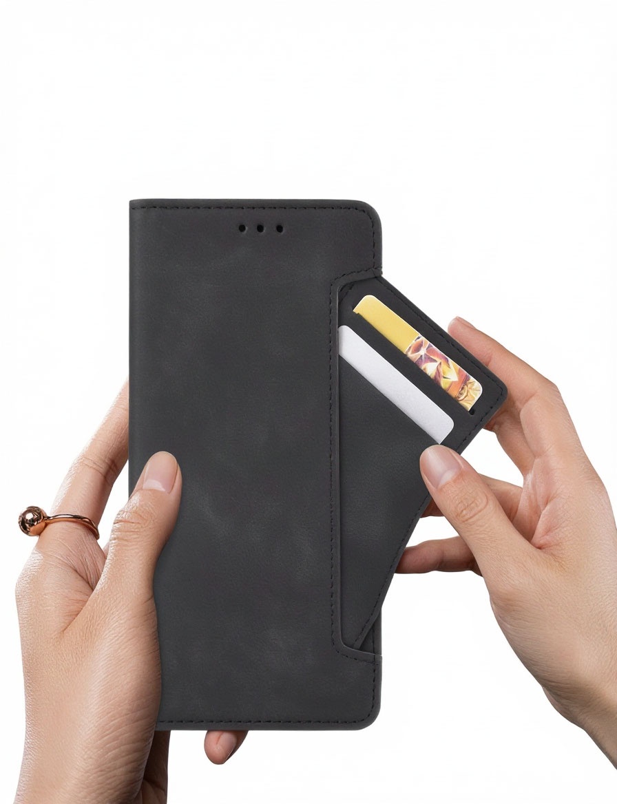 Чехол книжка для XIAOMI Redmi Note 13 4G, экокожа, визитница, цвет черный