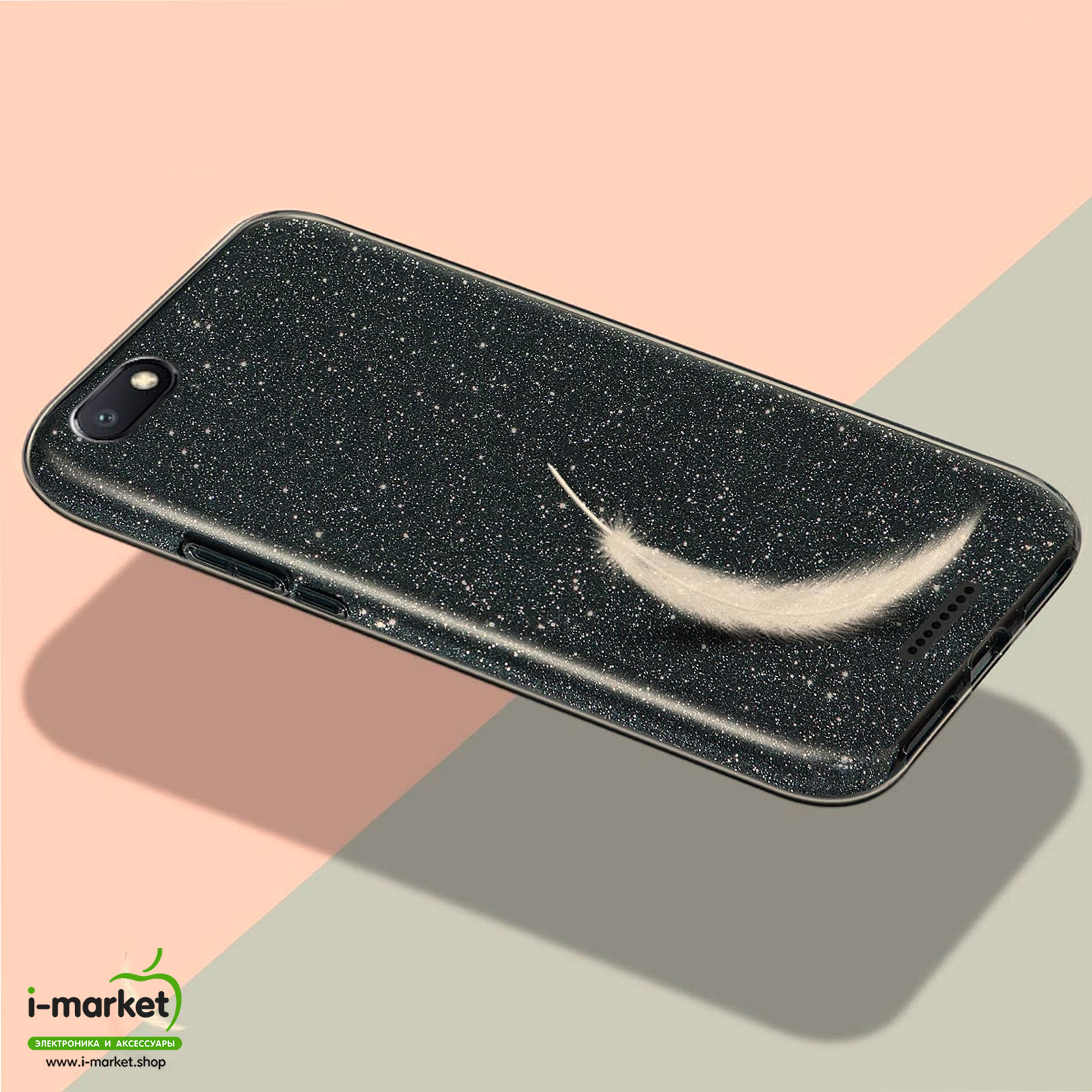 Чехол накладка Shine для XIAOMI Redmi 6A, силикон, блестки, цвет черный