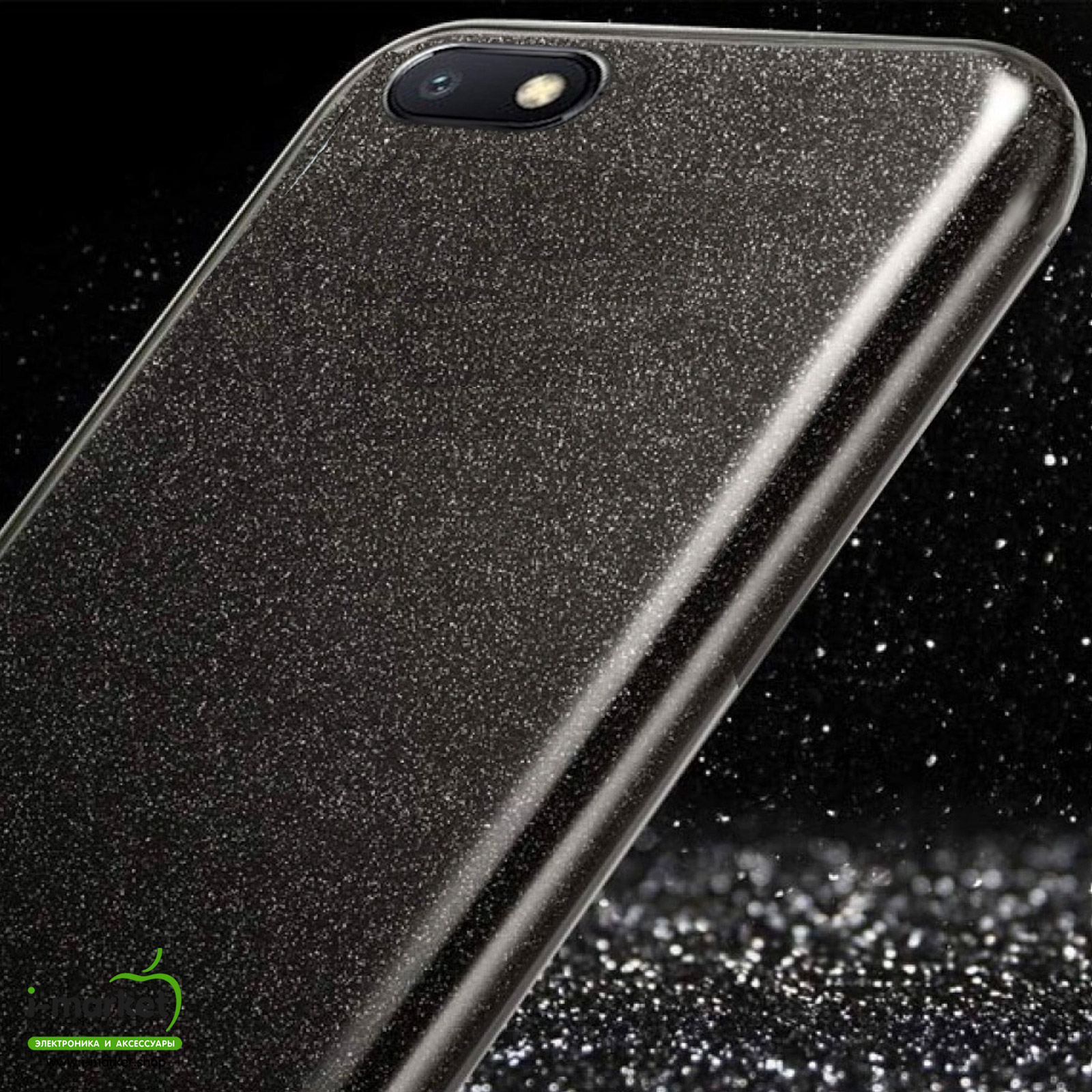 Чехол накладка Shine для XIAOMI Redmi 6A, силикон, блестки, цвет черный
