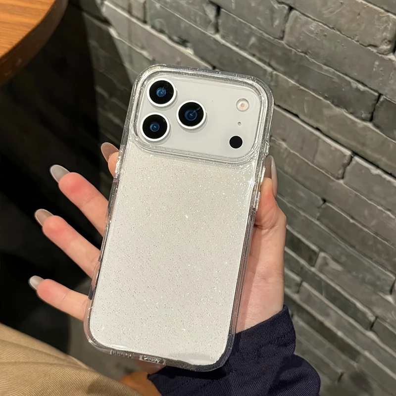 Чехол накладка LUXURE CASE Cabbeen с поддержкой MagSafe для APPLE iPhone 17 Pro, с блестками, прозрачный