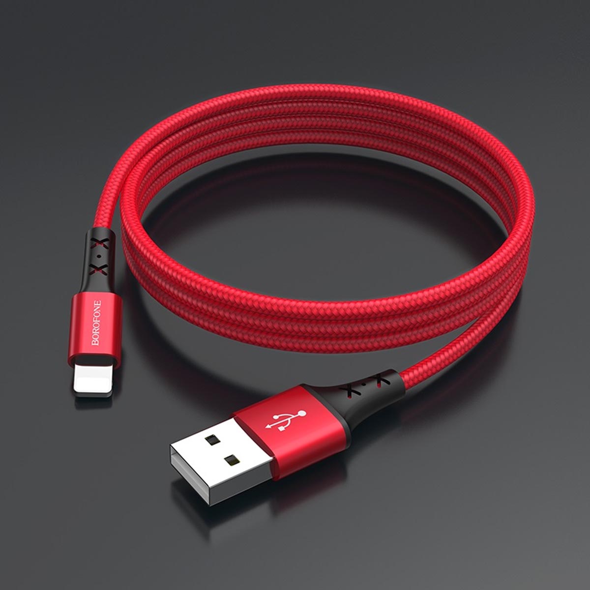 Кабель BOROFONE BX20 Enjoy APPLE Lightning 8 pin, 2A, длина 1 метр, силикон, нейлоновая оплетка, цвет красный Кабель BOROFONE BX20 Enjoy APPLE Lightning 8 pin, 2A, длина 1 метр, силикон, нейлоновая оплетка, цвет красный