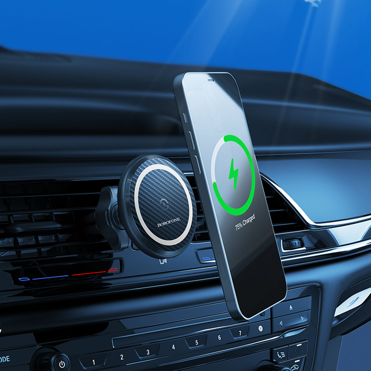 Автомобильный магнитный держатель BOROFONE BH45 Mobile с креплением под MagSafe для смартфона, 15W, беспроводная зарядка, цвет черный