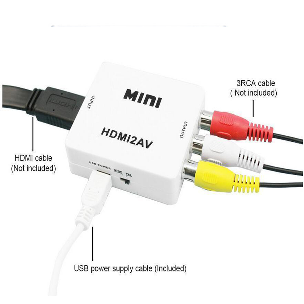 Переходник, конвертер, преобразователь видеосигнала из HDMI в AV (3 RCA), цвет белый