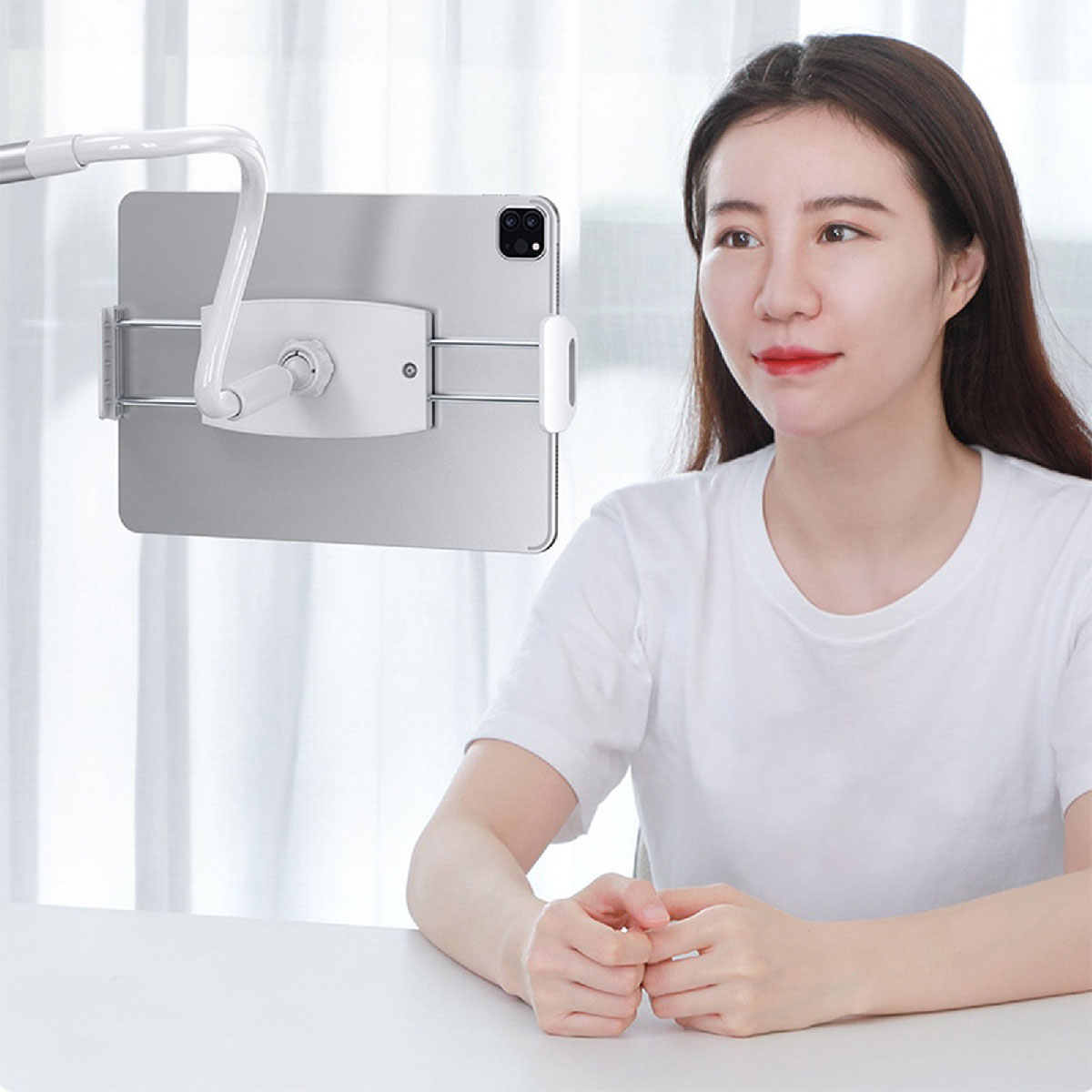 Настольная подставка, держатель BASEUS Otaku Life Rotary Adjustment Lazy SULR-B0S для телефона, смартфона, планшета, цвет серебристый (распродажа -50%)