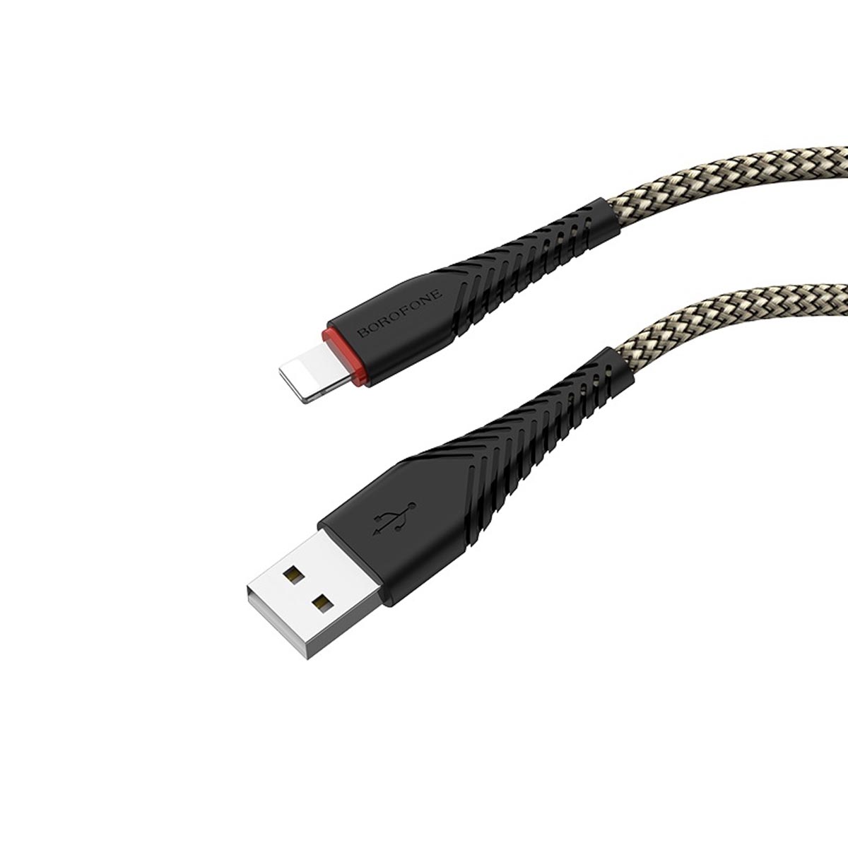 Кабель BOROFONE BX25 Powerful APPLE Lightning 8 pin, 2.4A, длина 1 метр, силикон, нейлоновая оплетка, цвет черный