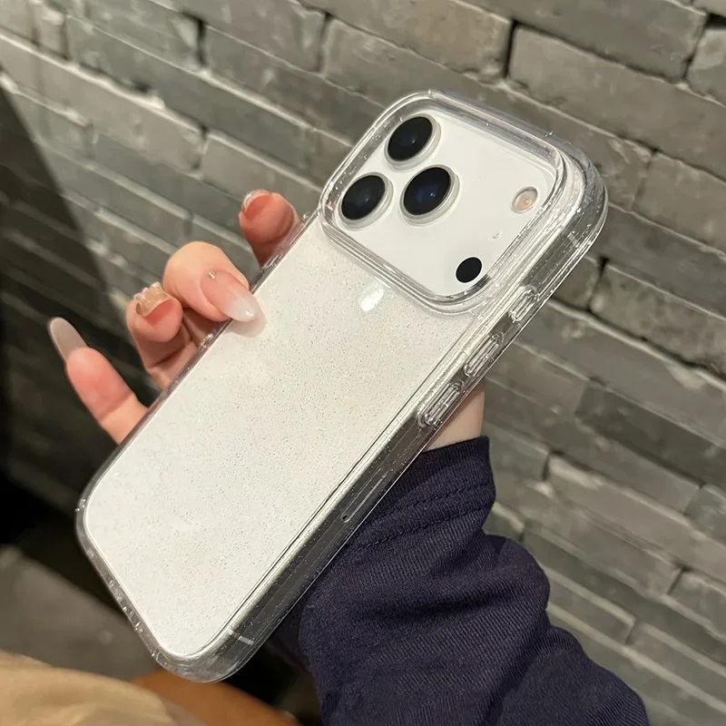 Чехол накладка LUXURE CASE Cabbeen с поддержкой MagSafe для APPLE iPhone 17 Pro, с блестками, прозрачный