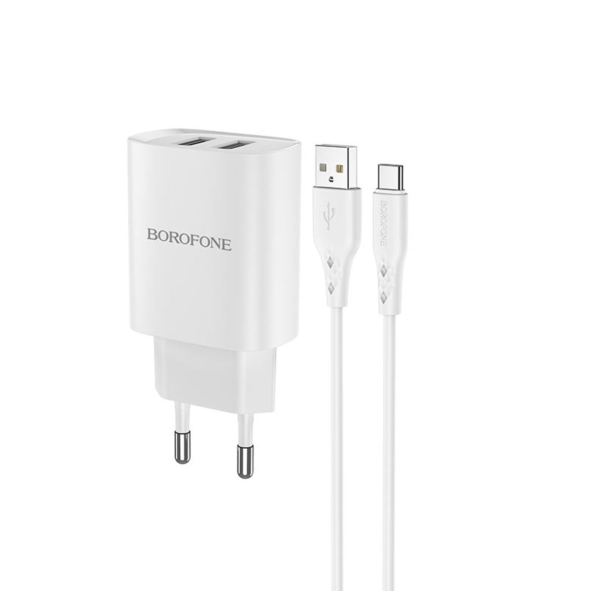 СЗУ (Сетевое зарядное устройство) BOROFONE BN2 Super fast с кабелем USB Type C, 2.1A, длина 1 метр, цвет белый
