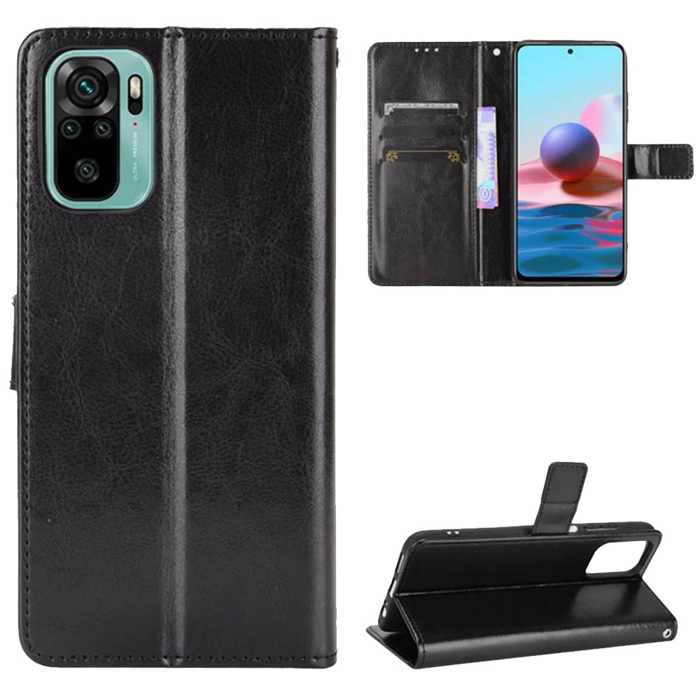 Чехол книжка для XIAOMI Redmi Note 10, Redmi Note 10S, POCO M5s, экокожа, визитница, цвет черный