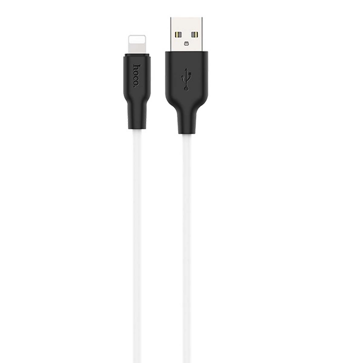 Кабель HOCO X21 Plus Lightning 8 pin, флуоресцентный, 2.4A, длина 1 метр, цвет черно белый