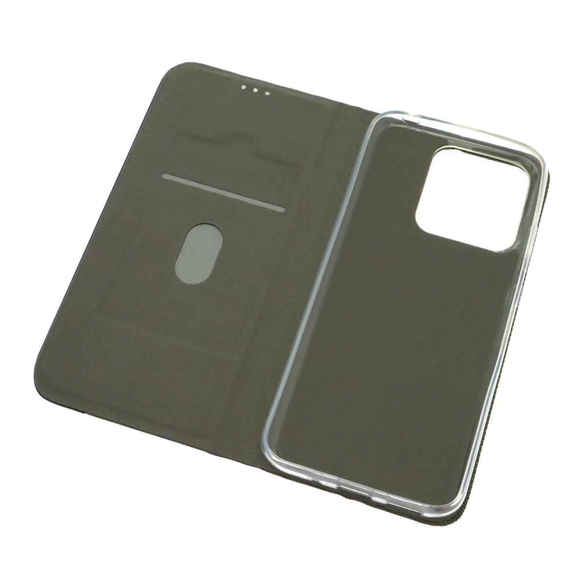Чехол книжка MESH для XIAOMI Redmi 9C, Redmi 10A, текстиль, силикон, бархат, визитница, цвет зеленый