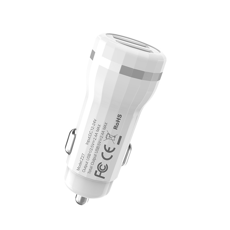 АЗУ (Автомобильное зарядное устройство) HOCO Z27 Staunch, 2 USB, цвет белый
