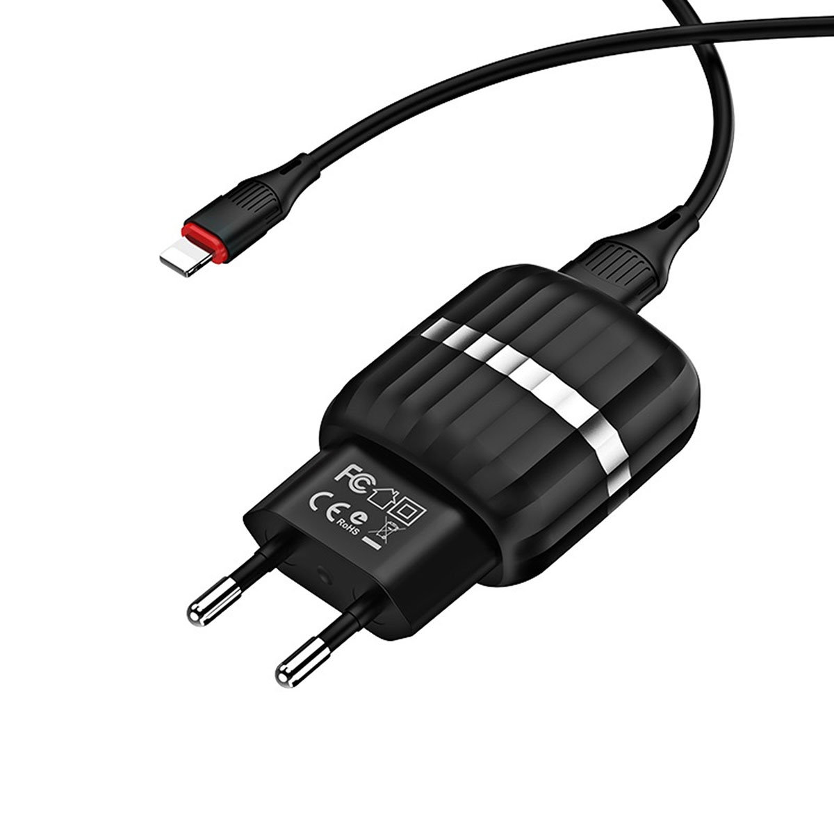 BOROFONE BA24A Vigour СЗУ 2 в 1 (сетевое зарядное устройство 5V-2.1A) + кабель APPLE Lightning 8-pin, длина 1 метр, цвет черный.