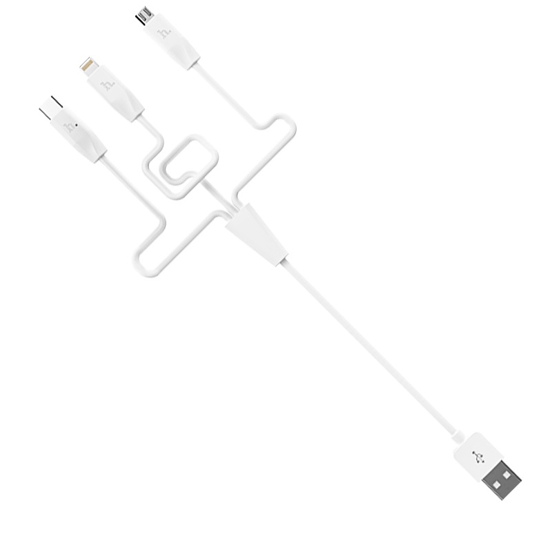 HOCO X1 Rapid Charging кабель-USB Micro USB / Apple lightning 8 pin / Type-C, длина 1 метр, цвет белый.