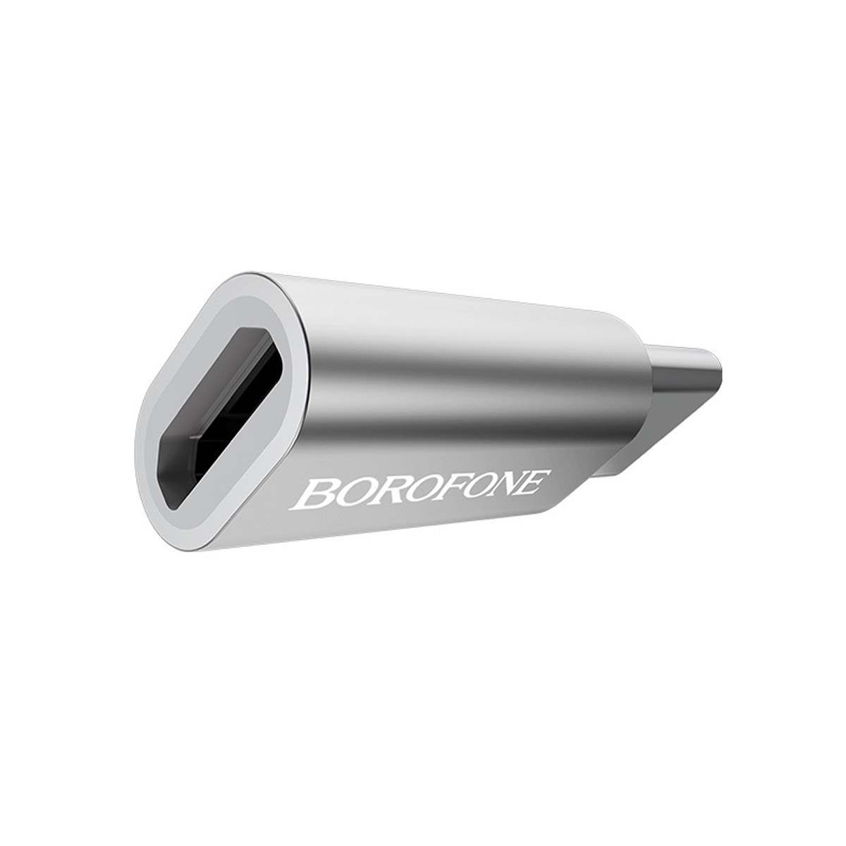Адаптер, переходник, конвертер BOROFONE BV4 Micro USB на USB Type C, поддержка OTG, цвет серебристый