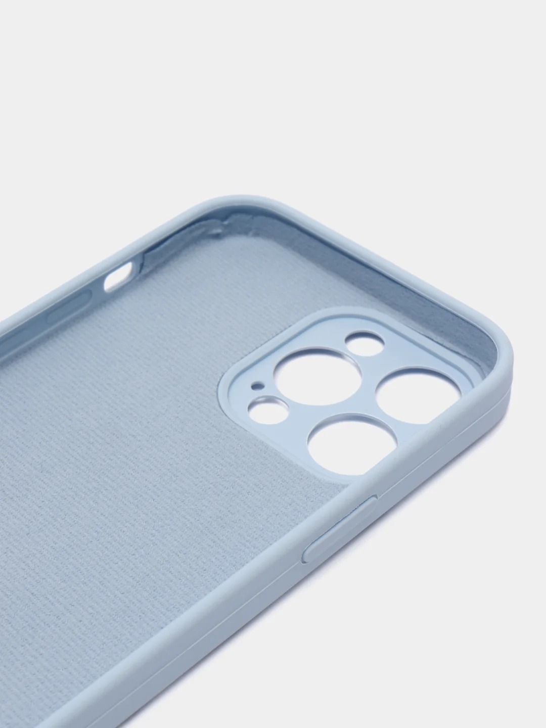 Чехол накладка Silicone Case для APPLE iPhone 13 Pro Max, с поддержкой MagSafe, защита камеры, силикон, бархат, цвет бледно-голубой
