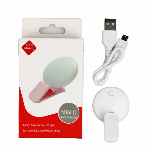 Led вспышка для селфи Mini Q, селфи кольцо цвет голубой.