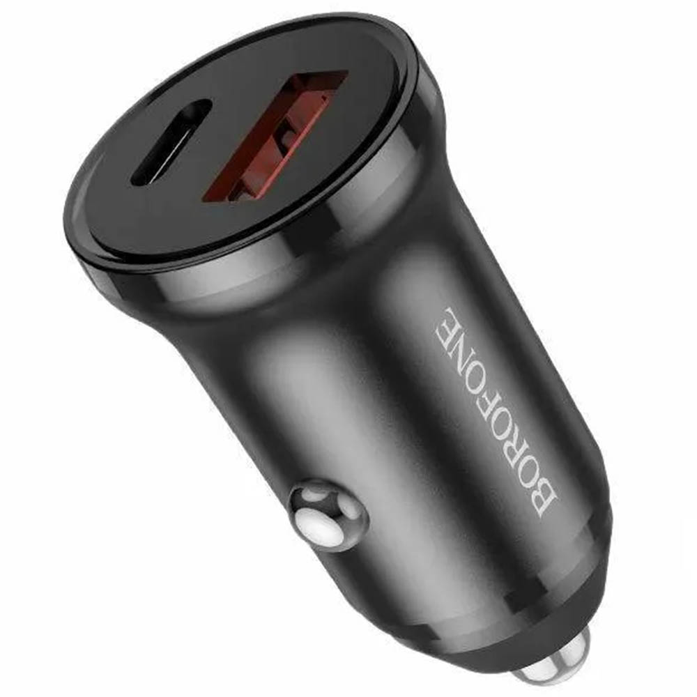АЗУ (Автомобильное зарядное устройство) BOROFONE BZ18A, 3А, 20W, PD20W, QC3.0, с кабелем USB Type C на Lightning 8 pin, цвет черный