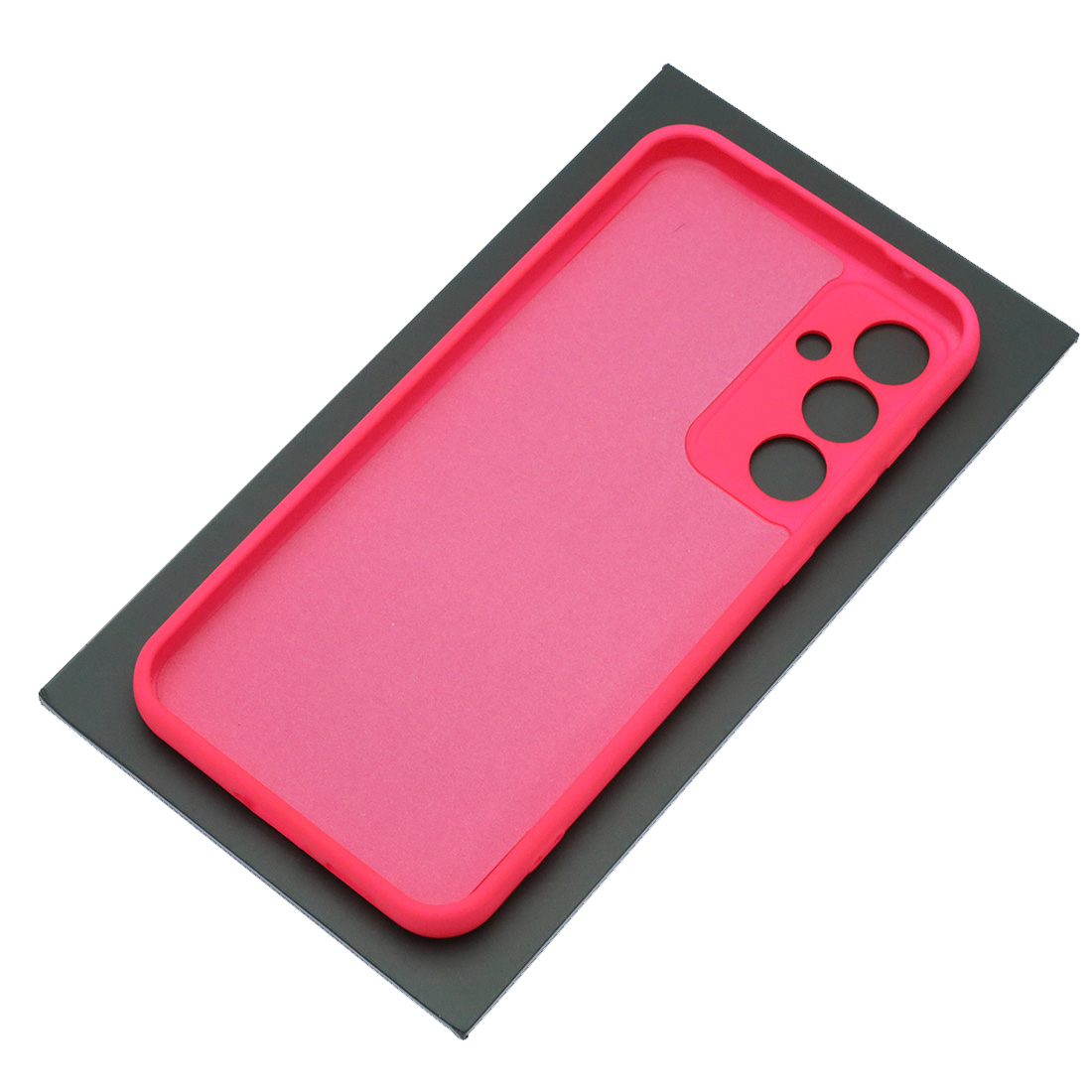 Чехол накладка Silicon Cover для SAMSUNG Galaxy S23 FE, защита камеры, силикон, бархат, цвет фуксия