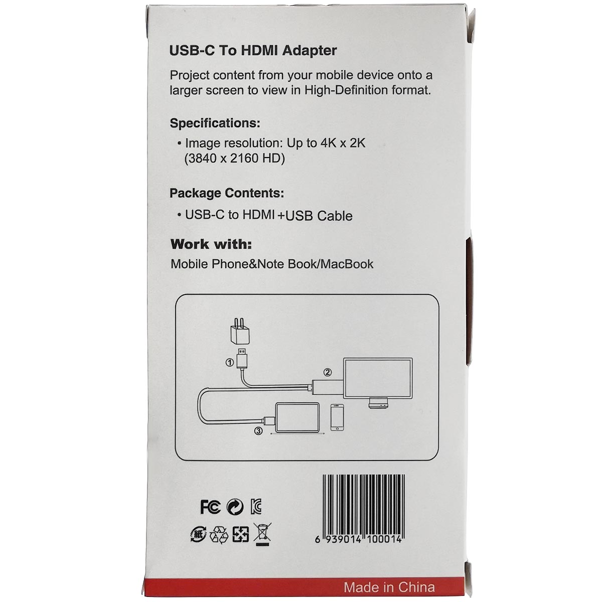 Адаптер L9G Type-C на HDMI Plug 4K, длина 2 метра, цвет красный