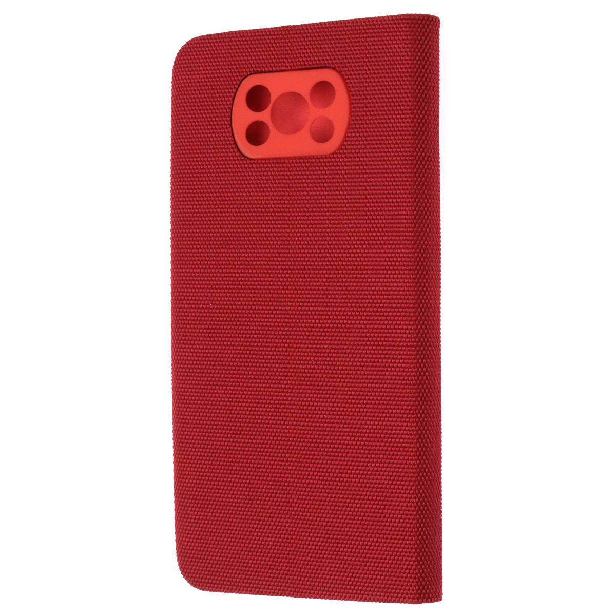 Чехол книжка MESH для XIAOMI POCO X3, POCO X3 Pro, текстиль, силикон, бархат, визитница, цвет красный