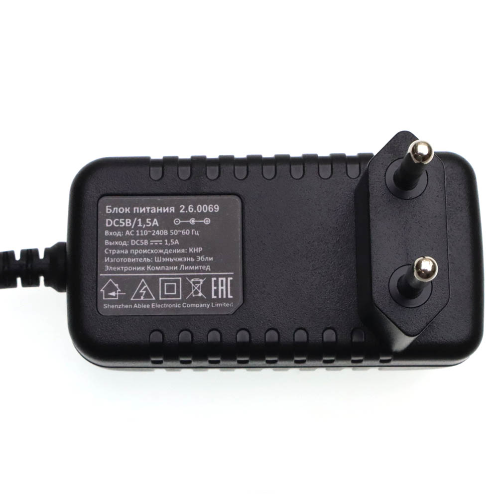 Блок питания для приставки цифрового ТВ BARTON TA-561, 5V-1.5A, длина 1 метр, цвет черный