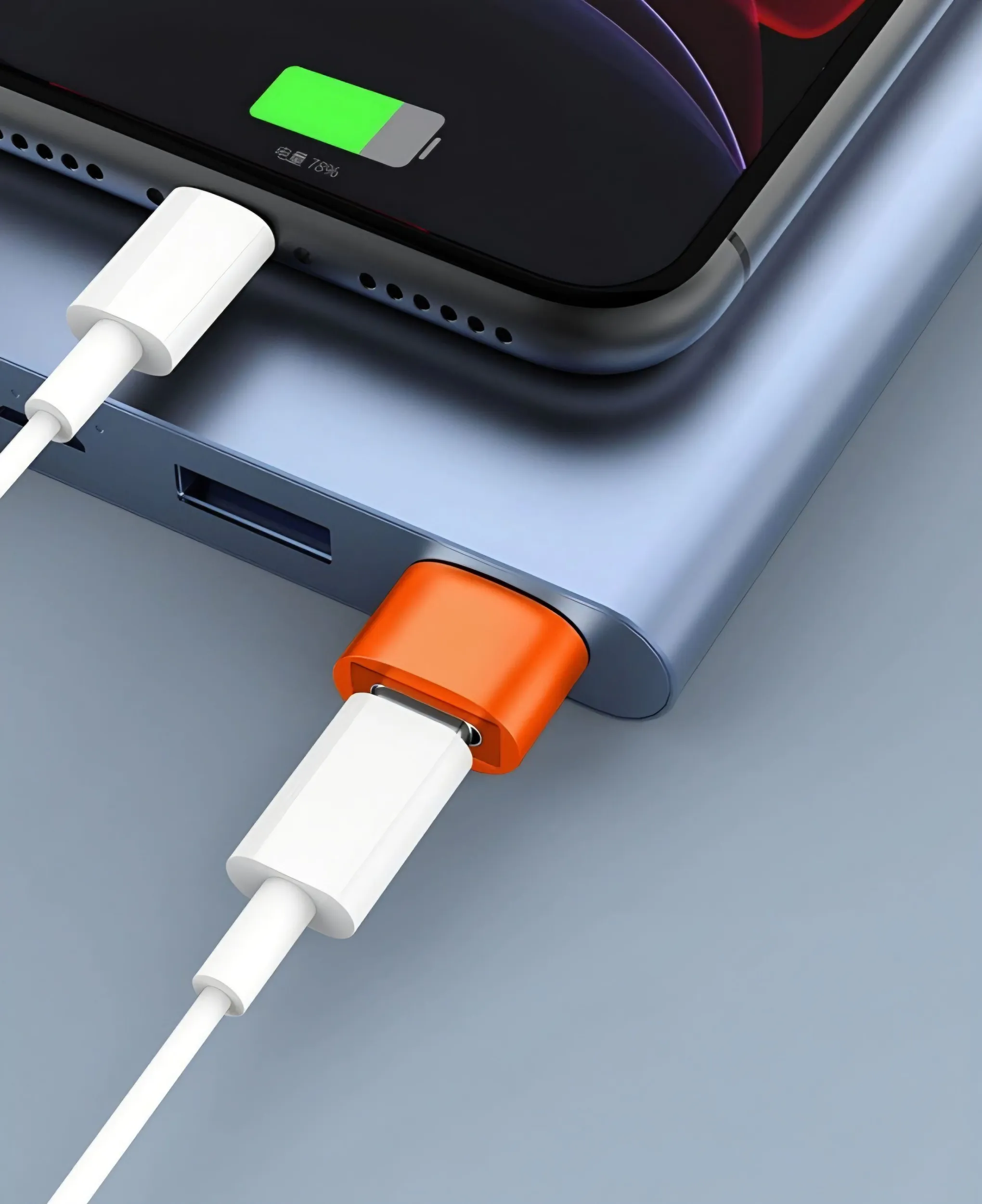 OTG переходник, адаптер 10A с USB (папа) на Type-C (мама), быстрая зарядка, цвет серебристый