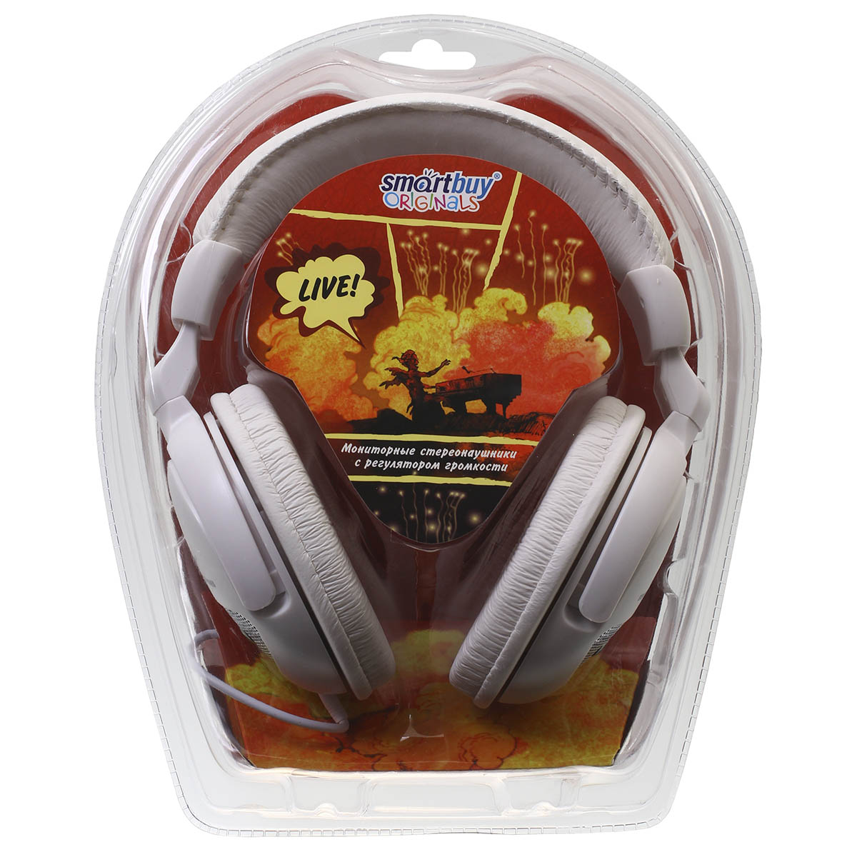 Наушники проводные полноразмерные, SMARTBUY LIVE SBE-7100, цвет белый (распродажа -70%)