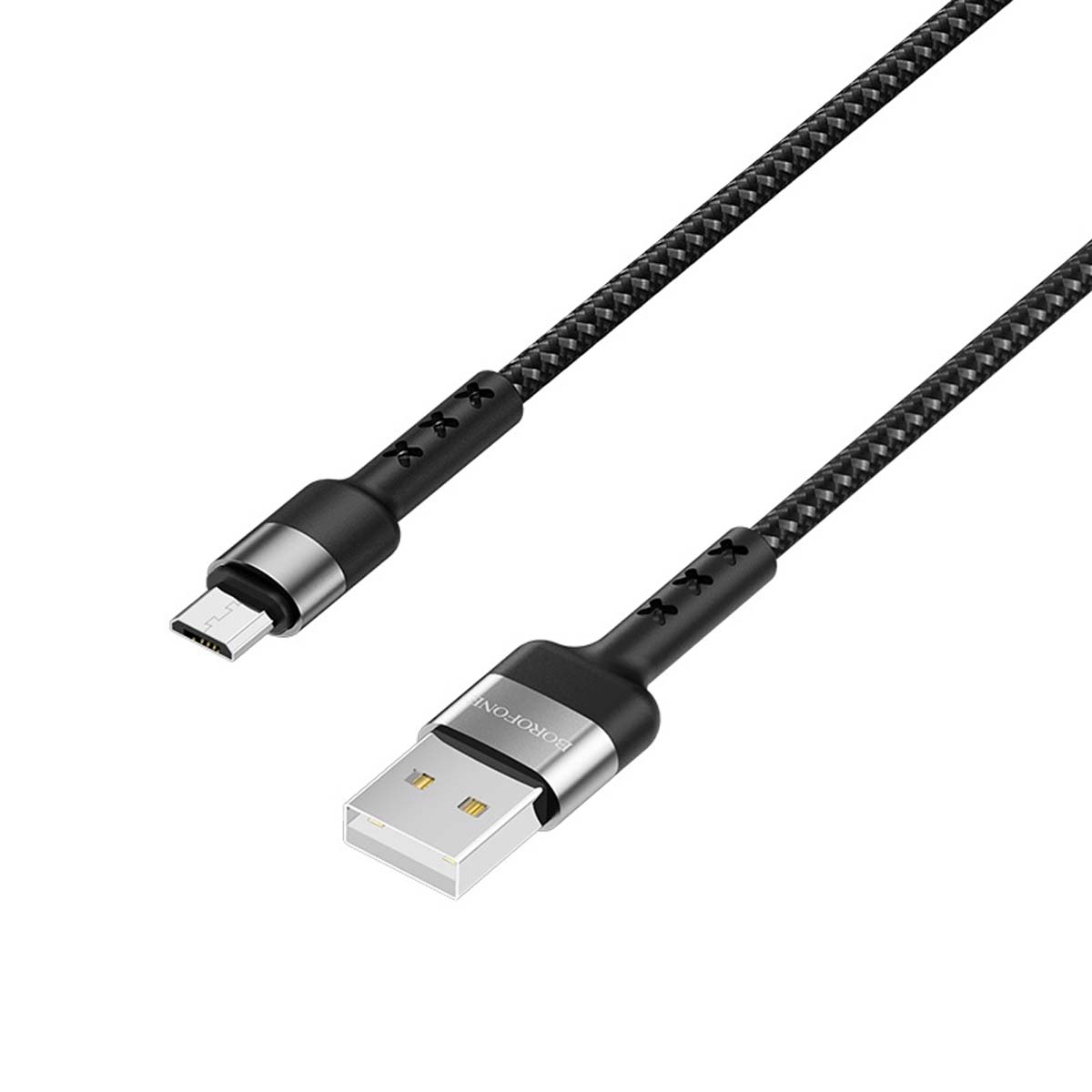 Кабель BOROFONE BX34 Advantage Micro USB, 2.4A, длина 1 метр, нейлоновая оплетка, цвет черный