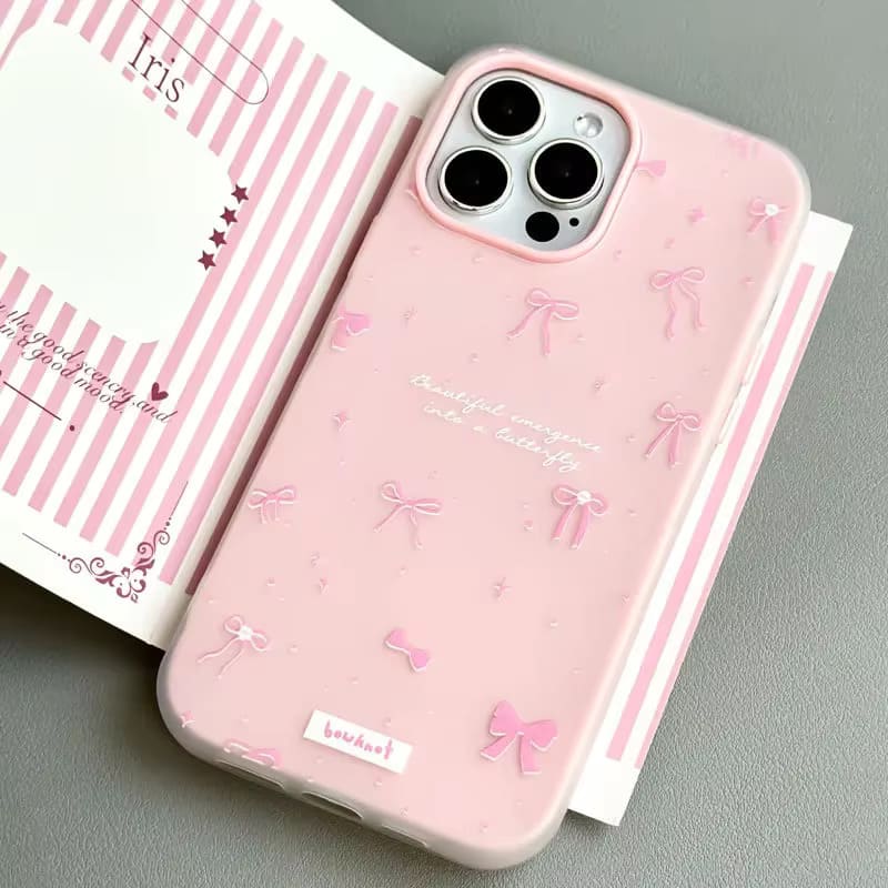 Чехол-накладка Jelly Bowknet для Apple iPhone 15 Pro Max, силиконовая, рисунок снежинки и бабочки, цвет розовый