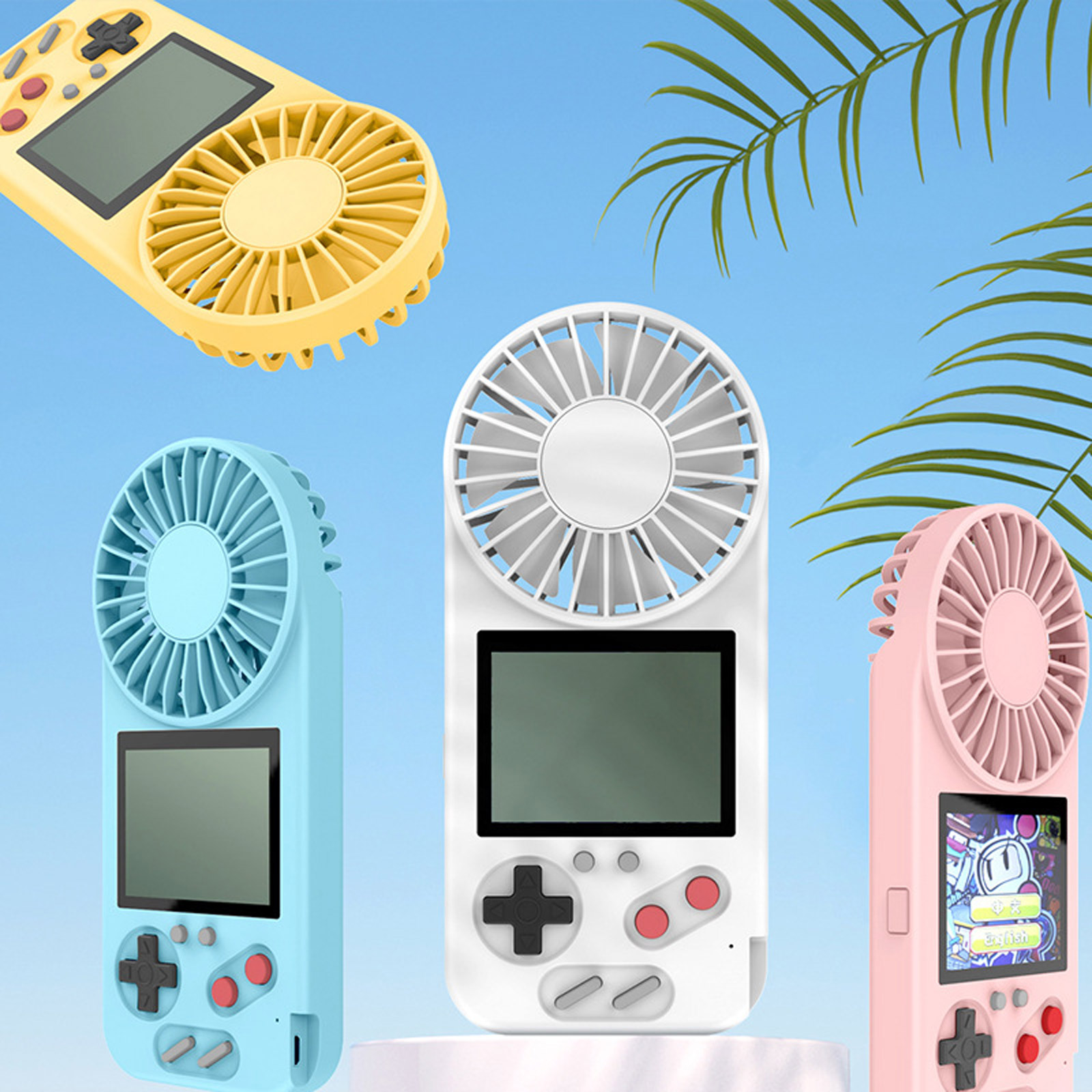 Портативная игровая приставка, SZDIIER D-5, 500 игр в 1, c вентилятором, аккумулятор 800 mAh, цвет голубой (распродажа -70%)