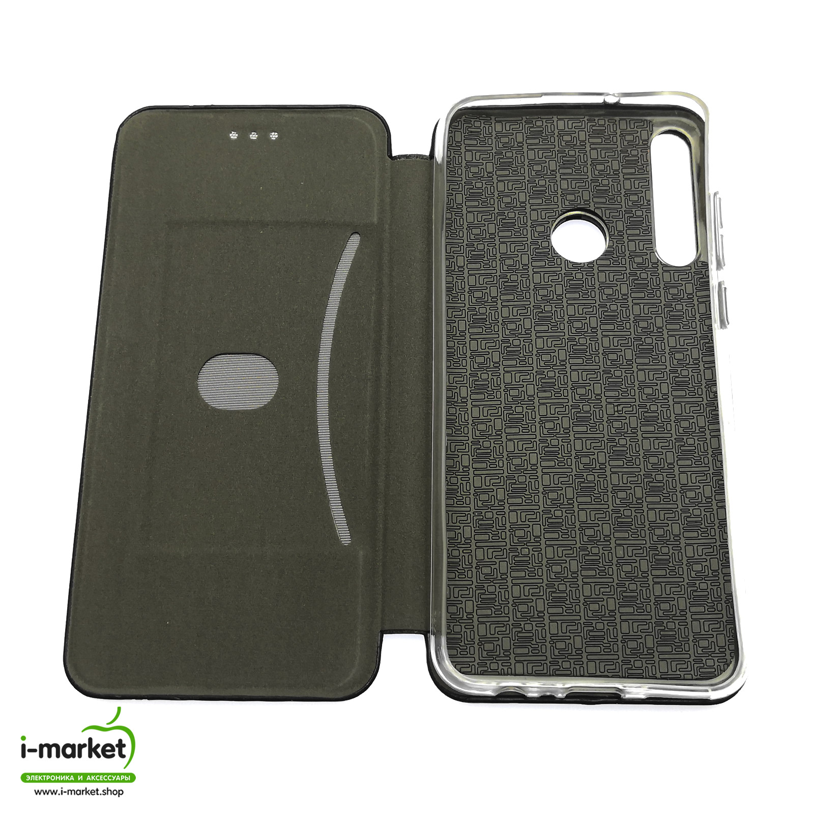Чехол книжка LIZARD для HUAWEI Honor 9A (MOA-LX9N), Y6P (MED-LX9N), экокожа, визитница, цвет черный.