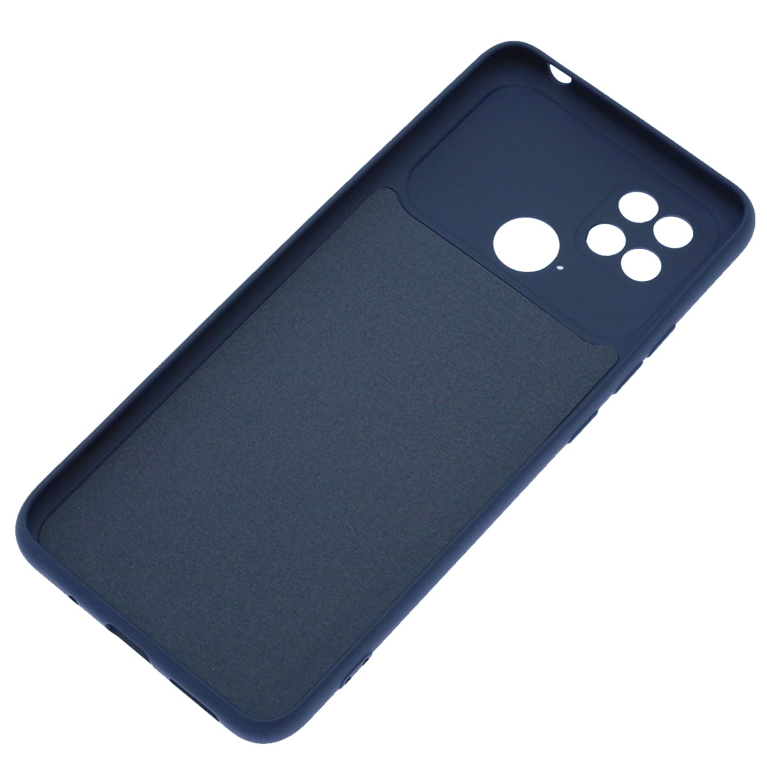 Чехол накладка Silicon Cover для XIAOMI Redmi 10C, XIAOMI POCO C40, защита камеры, силикон, бархат, цвет темно синий