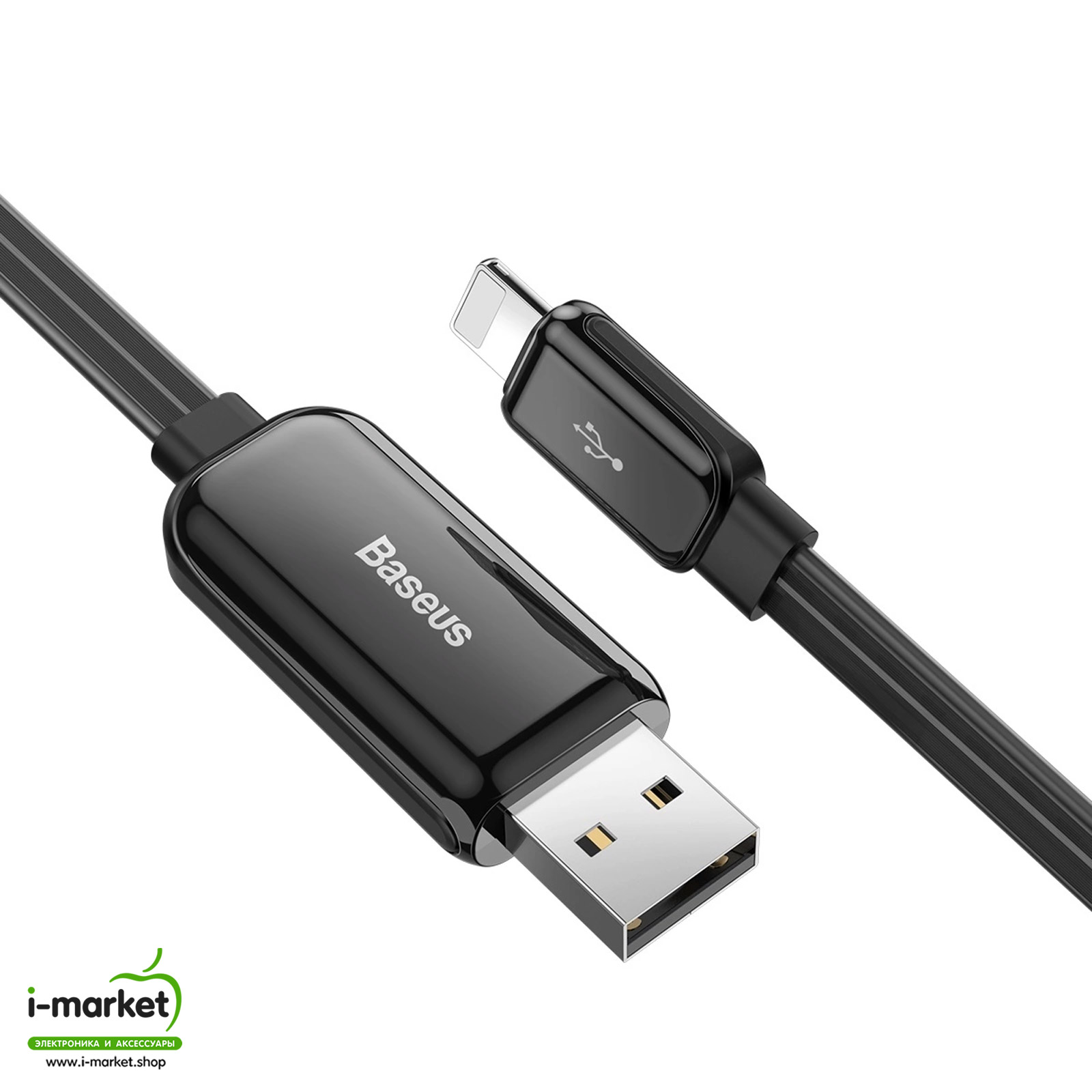 Кабель с подсветкой BASEUS CALLG-09 Glowing USB на Lightning 8-pin, 2.4A, 1 метр, цвет черный