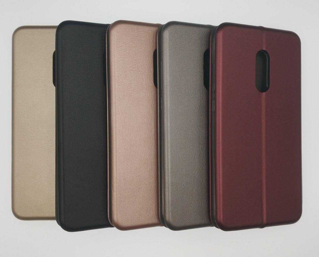 Чехол книжка для XIAOMI REDMI NOTE 4X, силикон, экокожа, визитница, цвет золотистый.