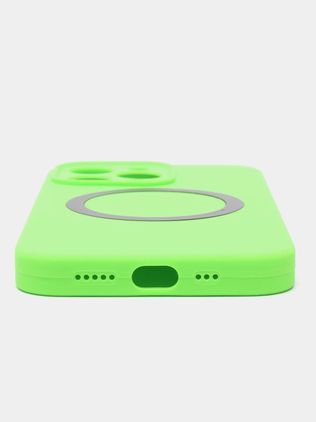 Чехол накладка Silicone Case для APPLE iPhone 13 Pro Max, с поддержкой MagSafe, защита камеры, силикон, бархат, цвет салатовый