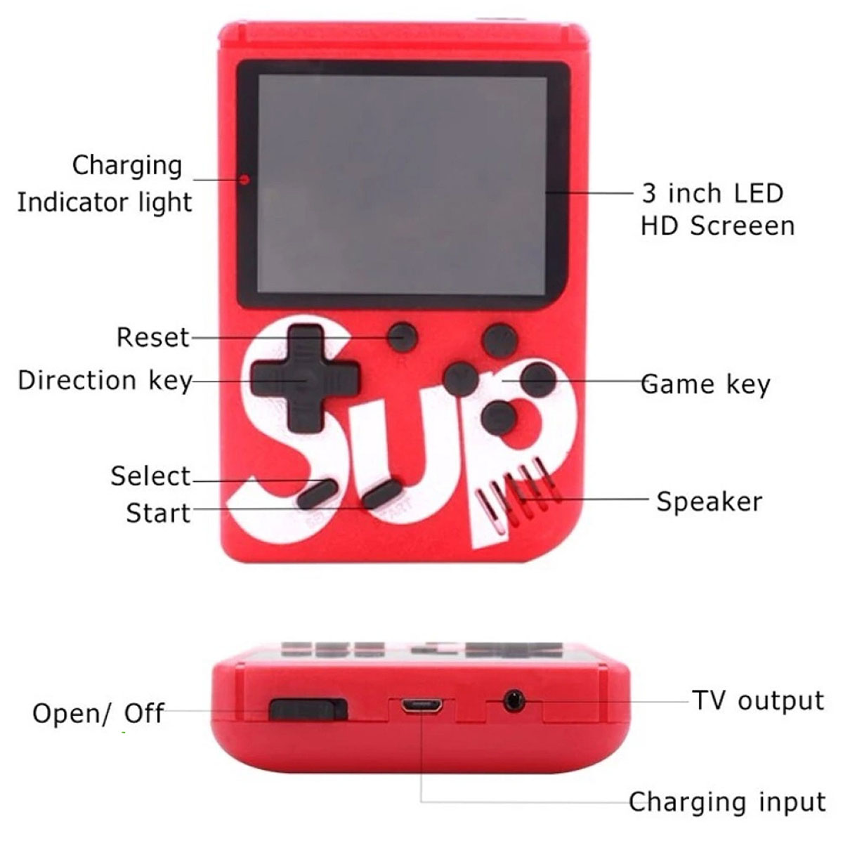 Портативная игровая приставка SUP GAME BOX PLUS 400 игр в 1, с джойстиком, цвет черный