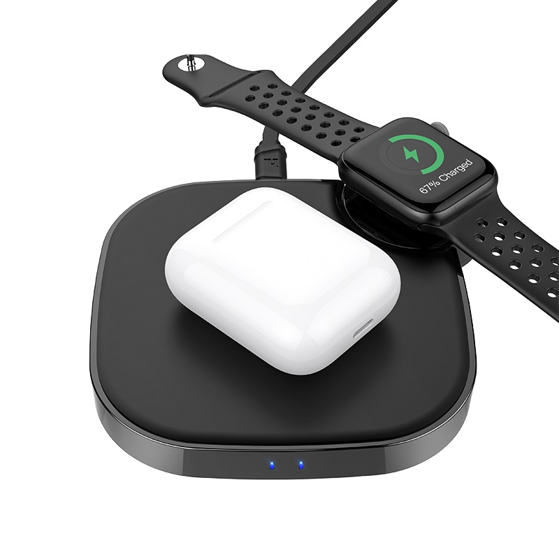 HOCO S5 Rich power 2-в-1 беспроводное зарядное устройство, 5W, 7.5W, 10W и для Apple Watch series 1 / 2 / 3 / 4 (распродажа -50%)