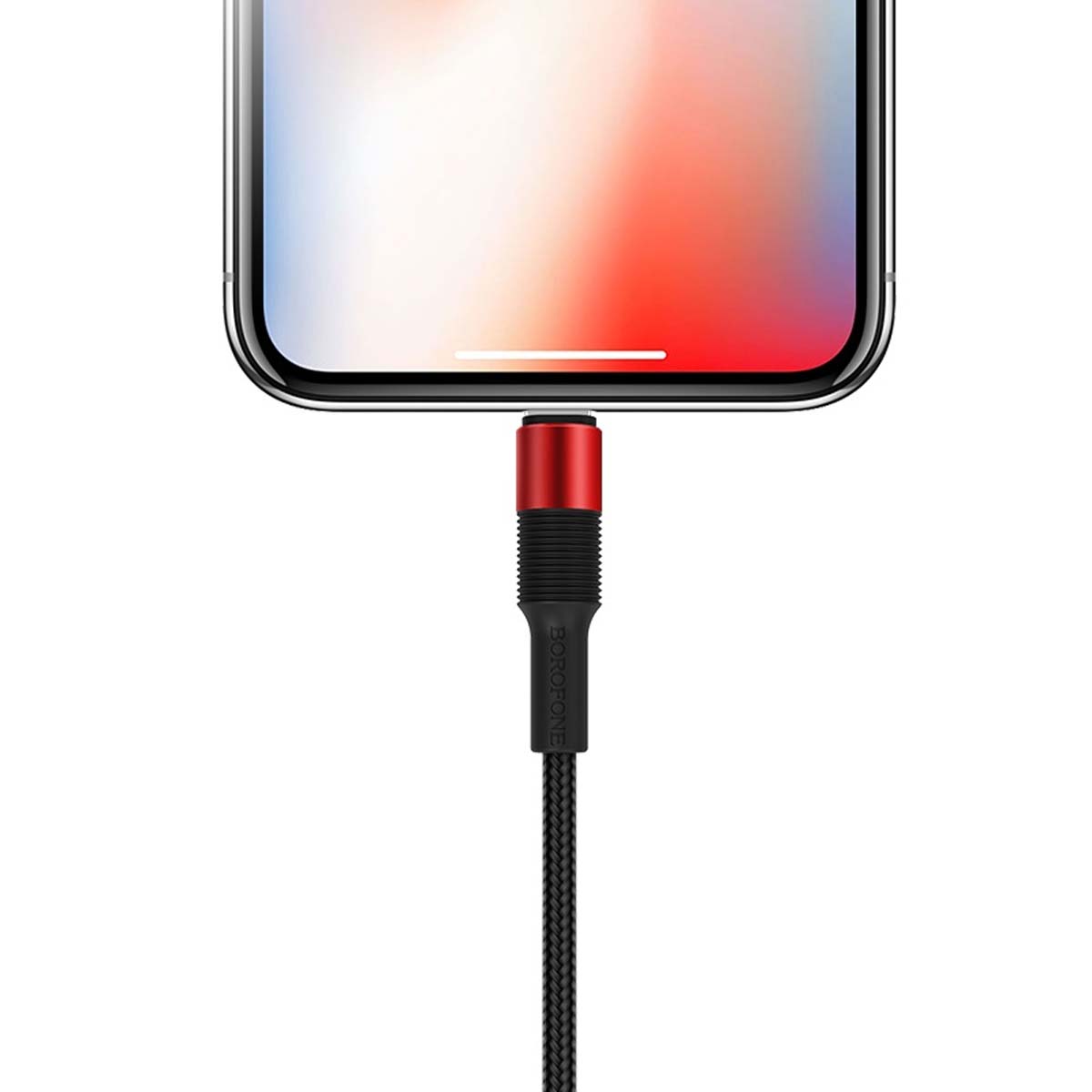 Кабель BOROFONE BX21 Outstanding APPLE Lightning 8 pin, 2.4A, длина 1 метр, нейлоновая оплетка, цвет черно красный